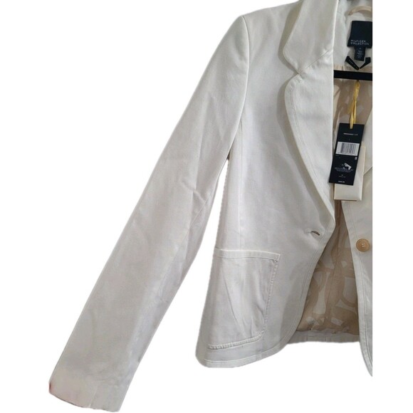 Hilfiger Collection Blazer Sz 8 White Cotton Silk Italy Runway Jacket NWT $468* - Picture 4 of 16